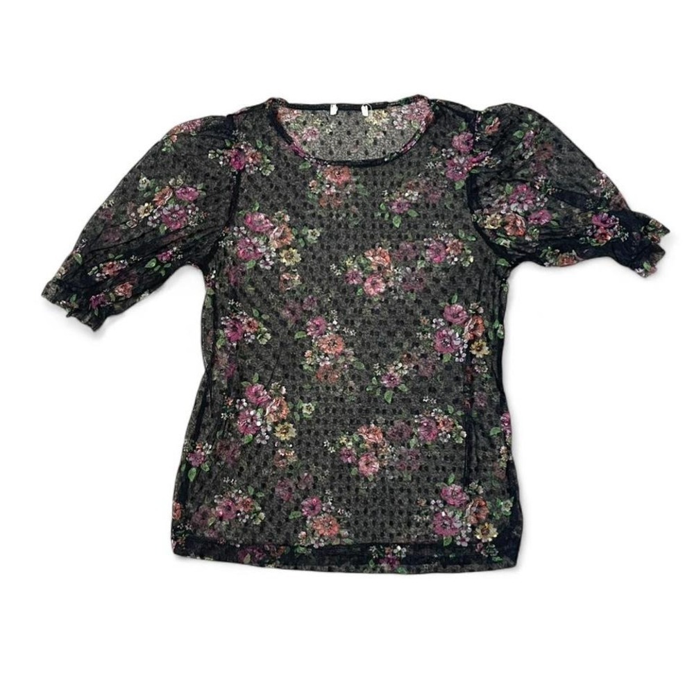 Tiny Willow sheer floral blouse with peplum sleeves